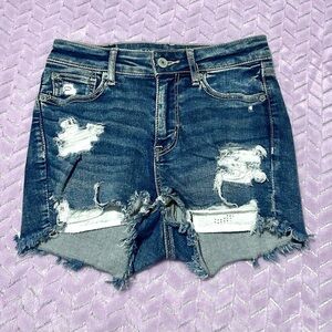 American Eagle Outfitters Blue Distressed Jean Shorts